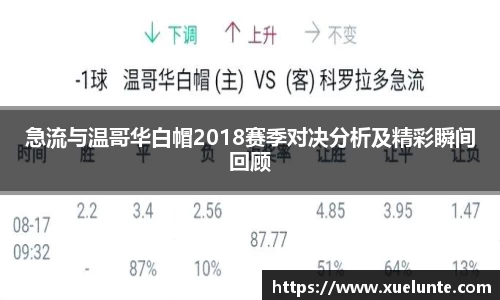 急流与温哥华白帽2018赛季对决分析及精彩瞬间回顾